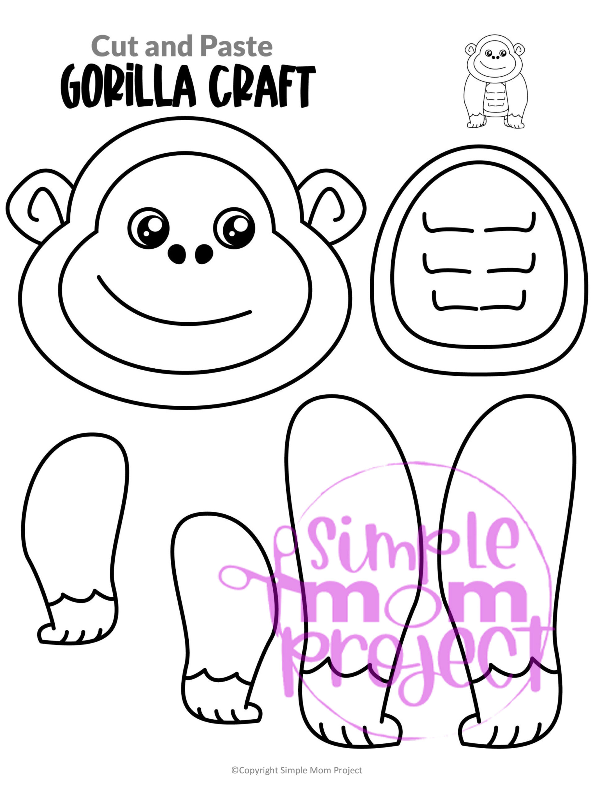 Printable Gorilla Craft Template Simple Mom Project