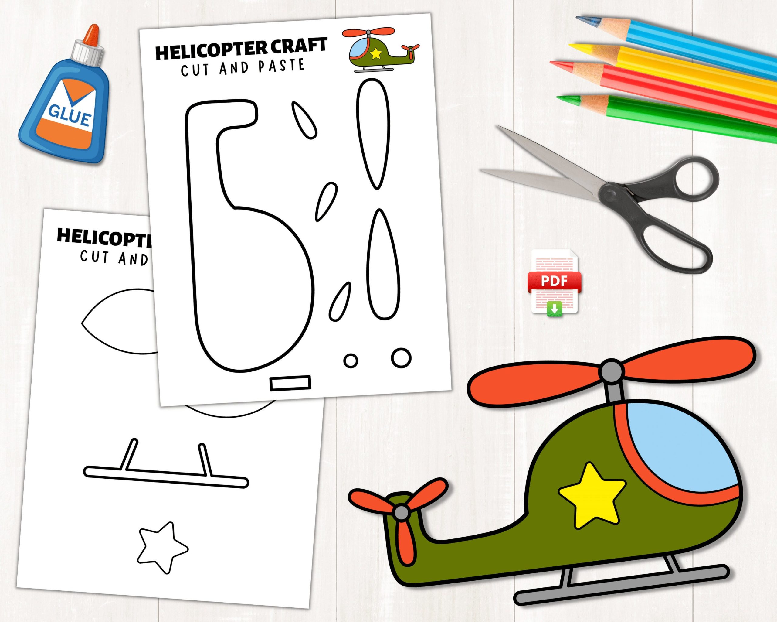 Printable Helicopter Craft Transportation Craft Helicopter Cut 
