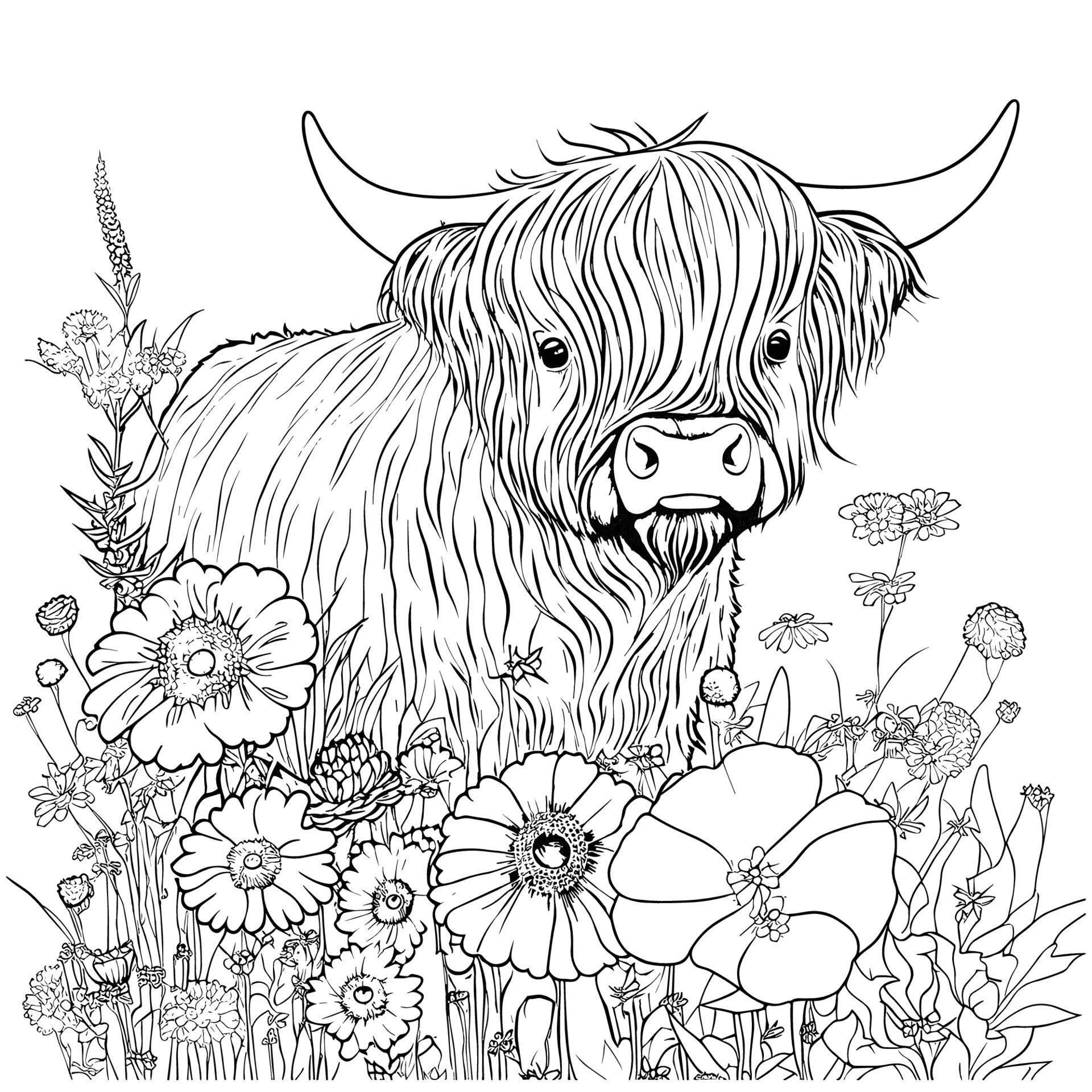Printable Highland Cow Colouring Page Printable Templates Protal