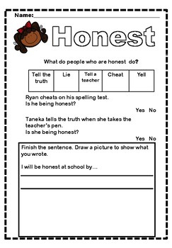 Printable Honesty Worksheets Pdf Printable Worksheets