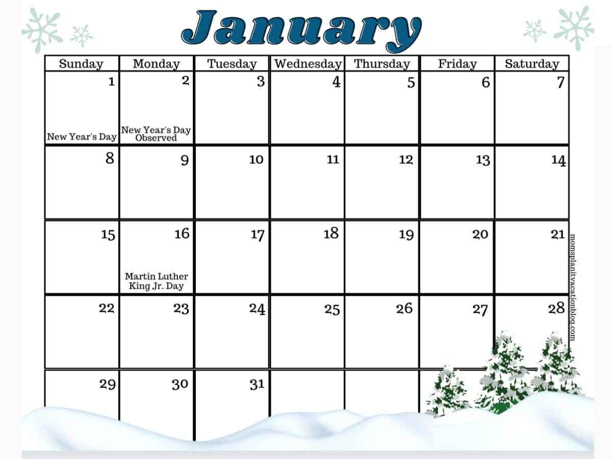 Printable January 2025 Calendar Snowflake Wesley York