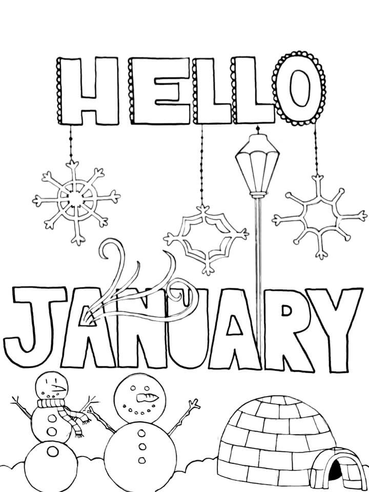 Printable January Coloring Pages