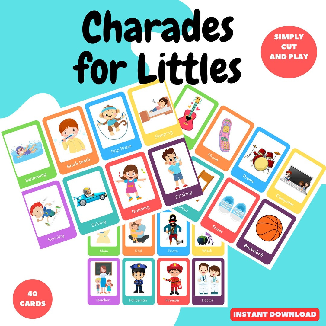 Printable Kids Charade Cards For Ages 4 8 Fun And Engaging Game For 