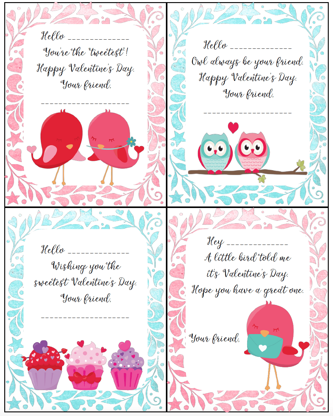 printable cards small