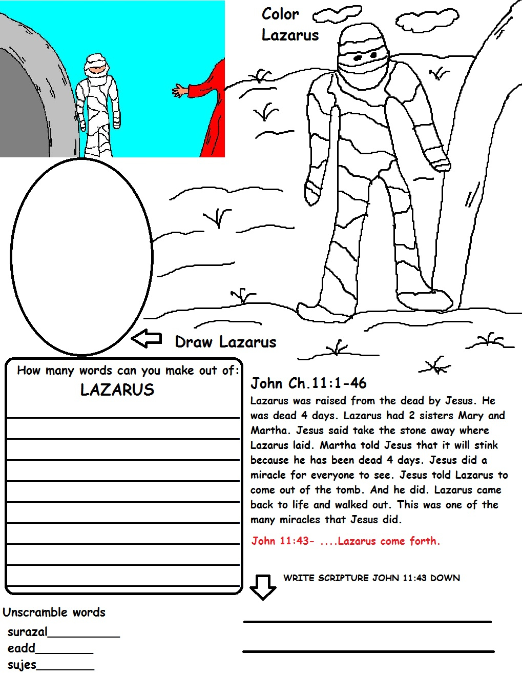 Printable Lazarus Craft Printable Word Searches