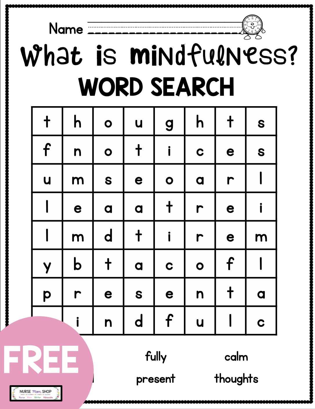 Printable Mindfulness Activities Printable Word Searches
