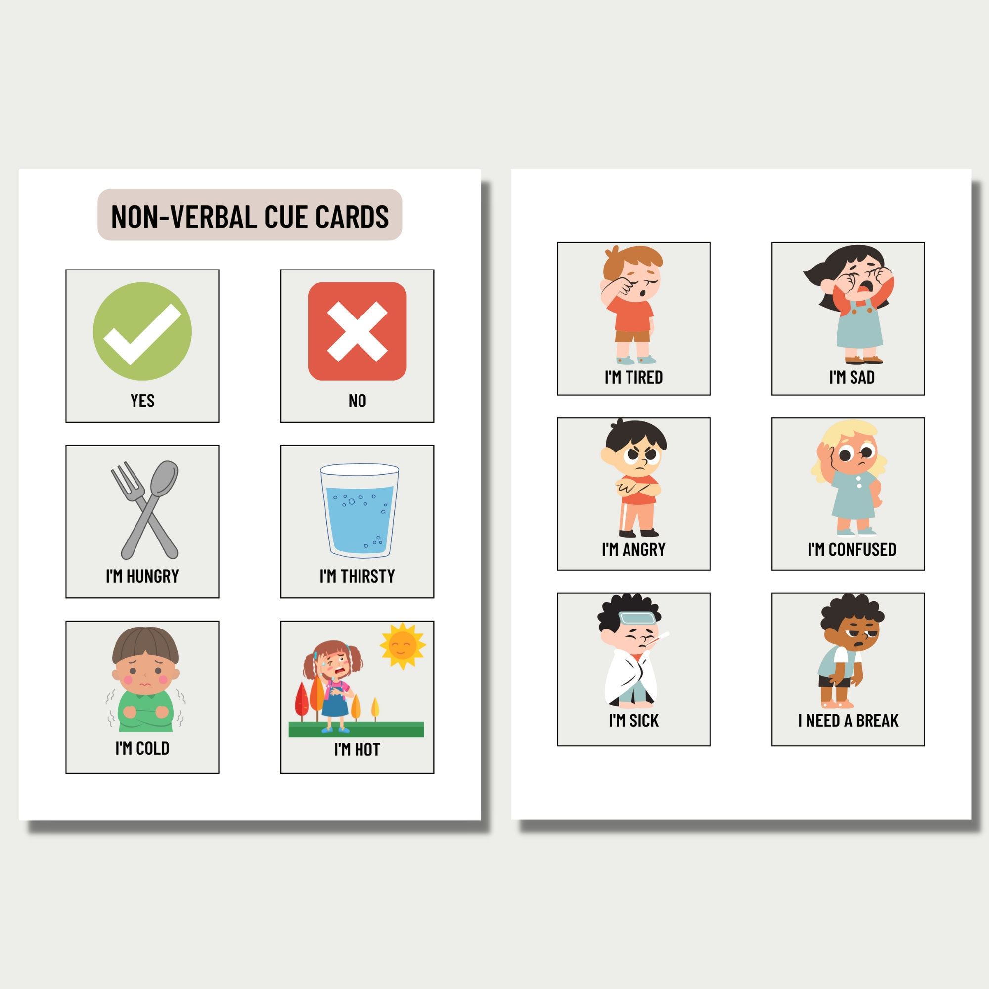 Printable Non verbal Cue Cards Printable Pecs Autism Etsy Australia