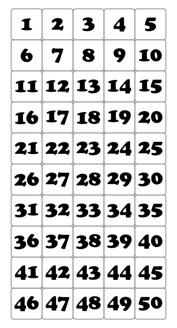 Printable Number Cards 1 50 Printable Numbers Number Grid Alphabet 