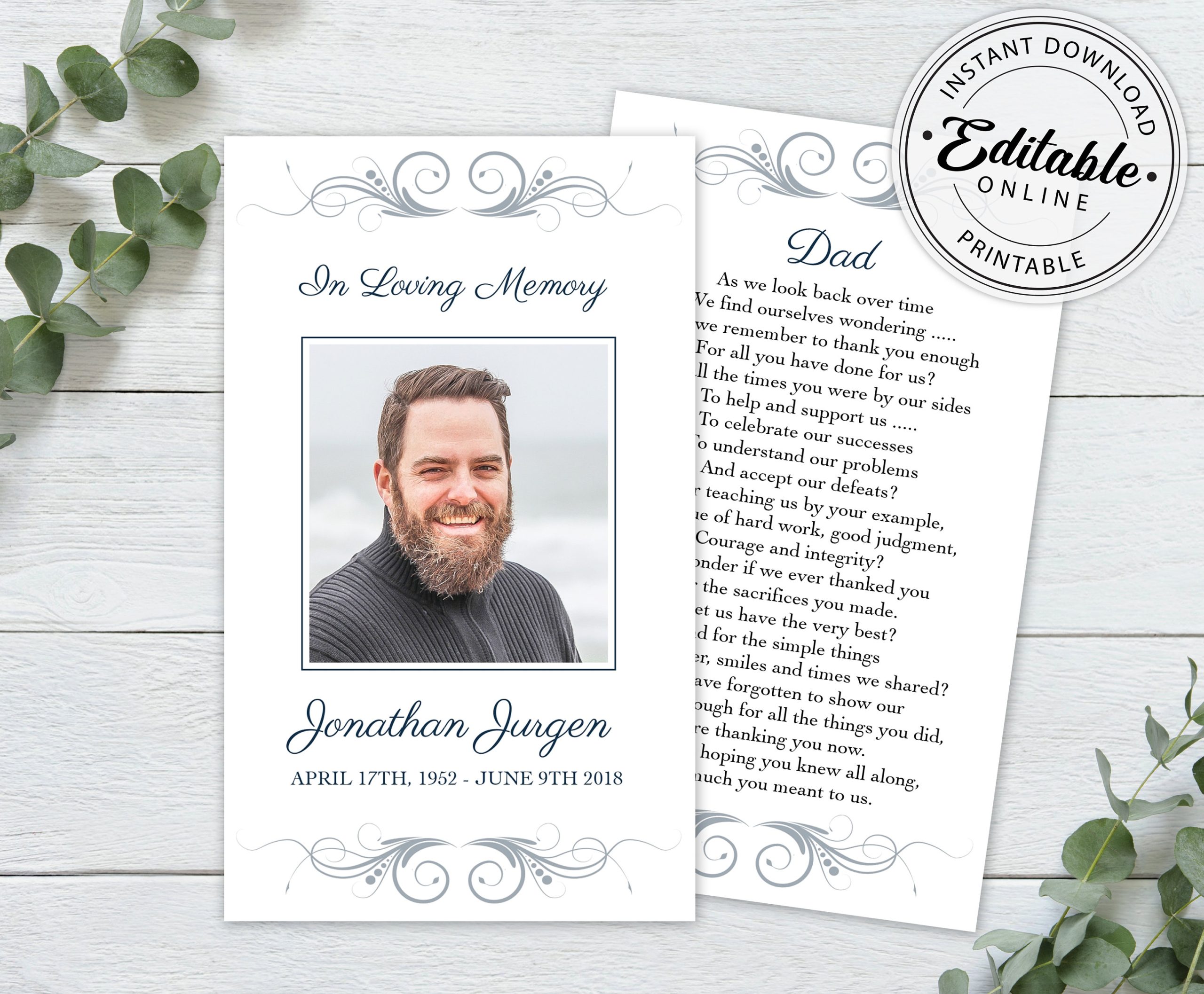Printable Obituary Cards Printable Cards
