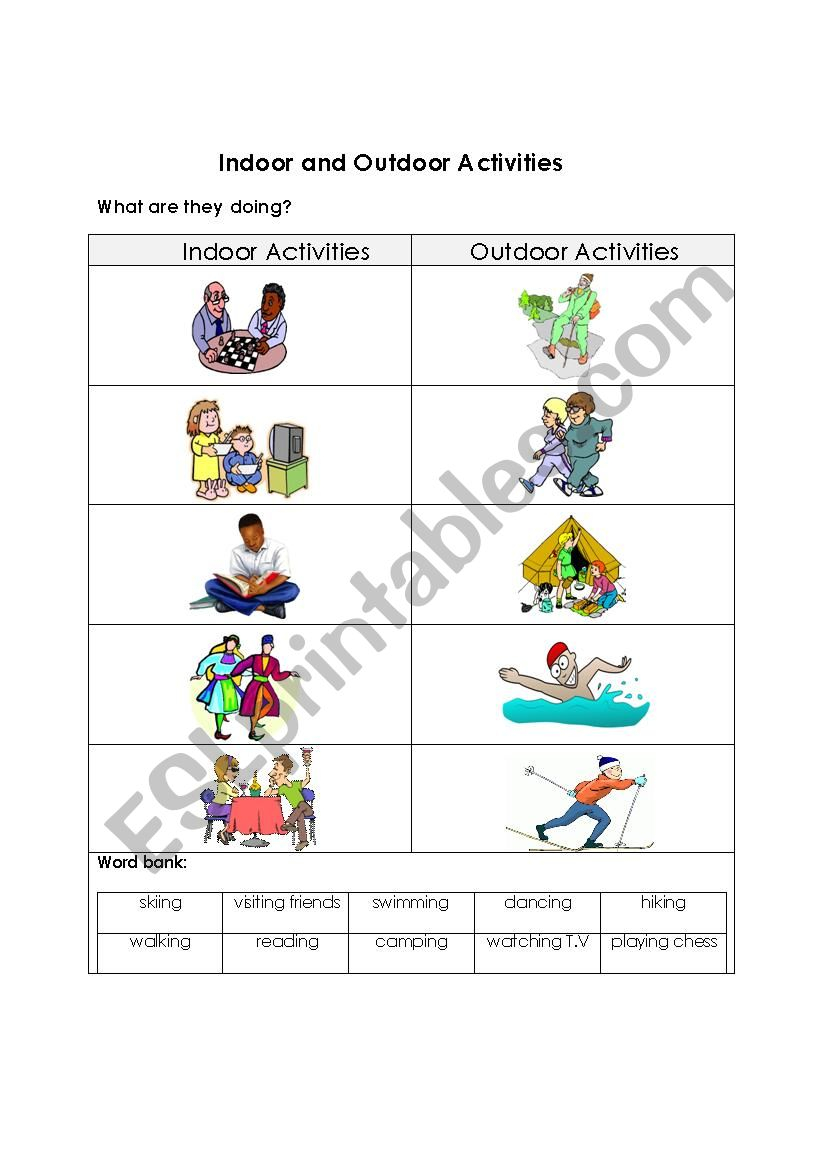 Printable Outdoor Activities Worksheets Printable Word Searches