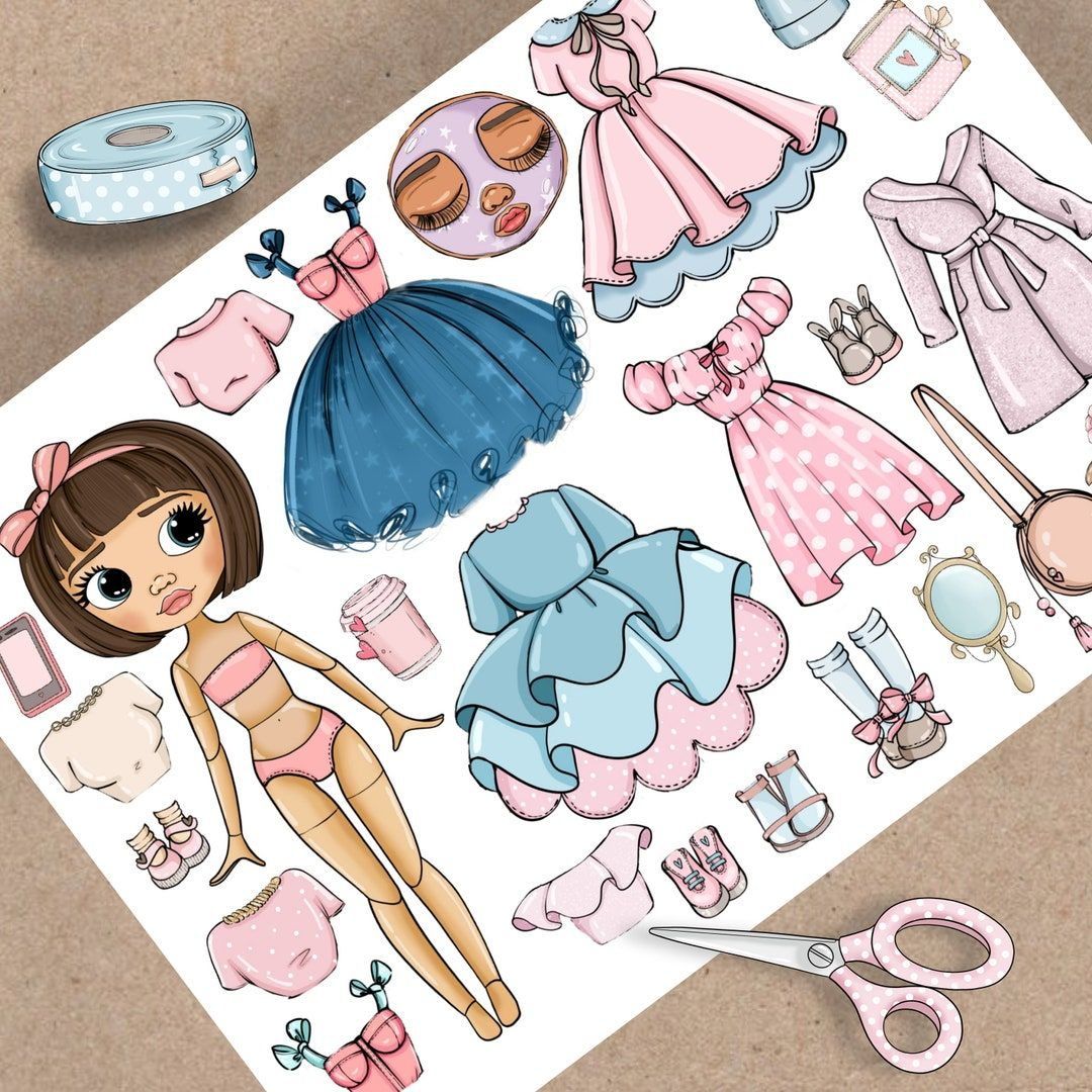 Printable Paper Doll Blythe With Clothes Digital PDF Instant Download 