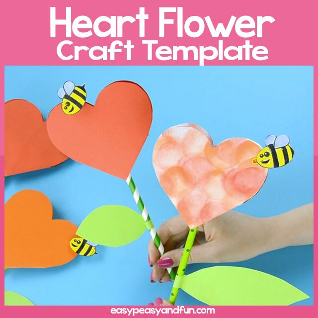 printable paper heart flower craft template