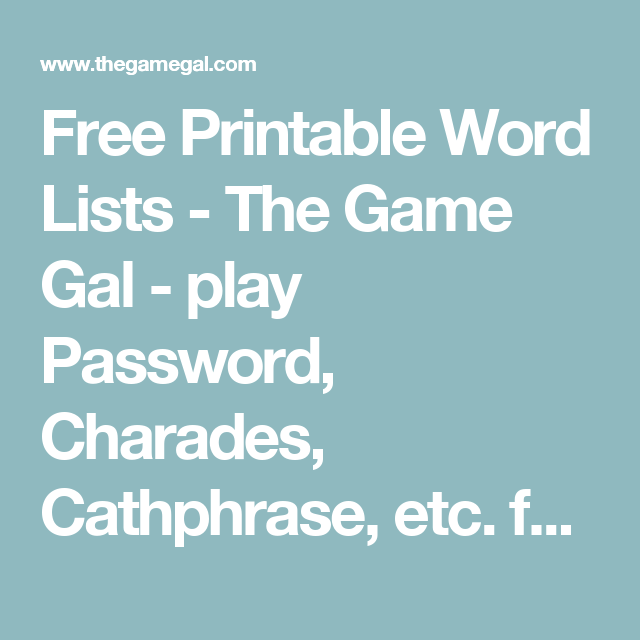 Printable Password Game Words Letter Words Unleashed