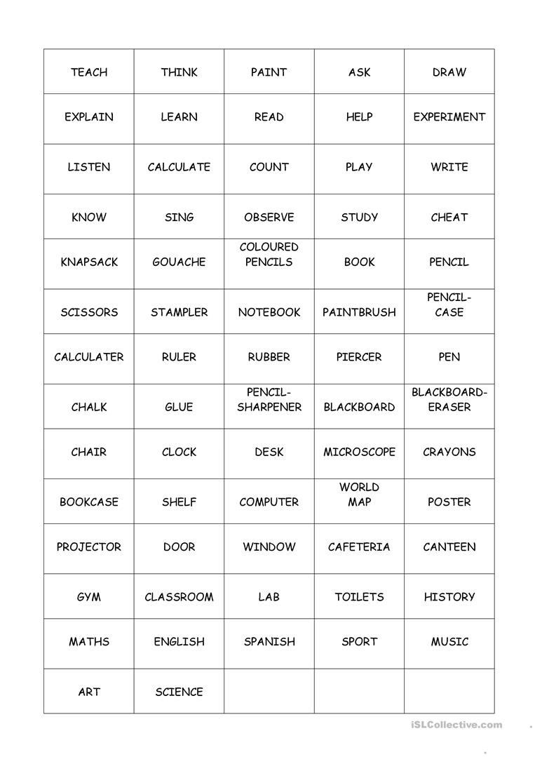 Printable Pictionary Cards For Kids