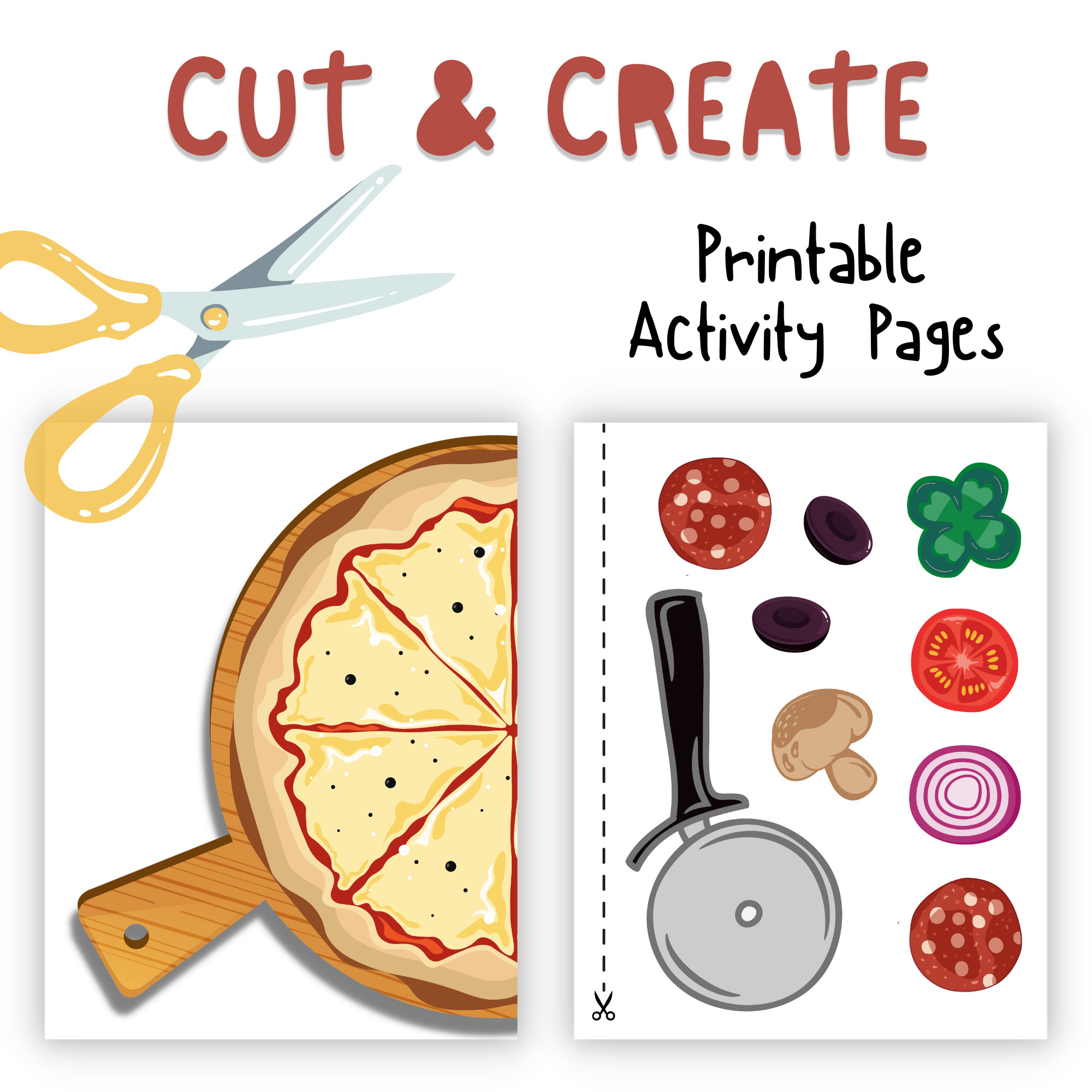 Printable Pizza Craft Cut And Paste Pizza Assembly Kit Printable 