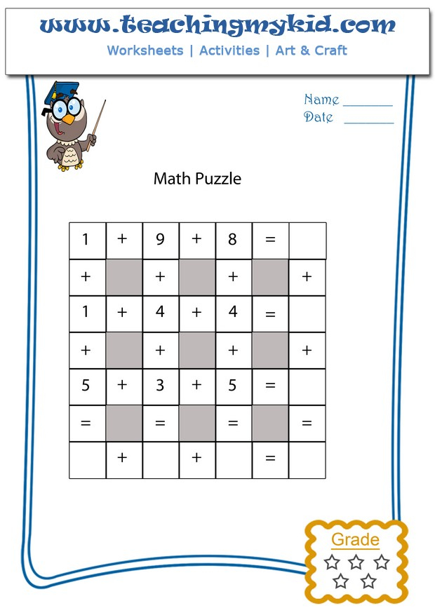 Printable Puzzles For Kids Math Puzzle 1 Worksheet 15