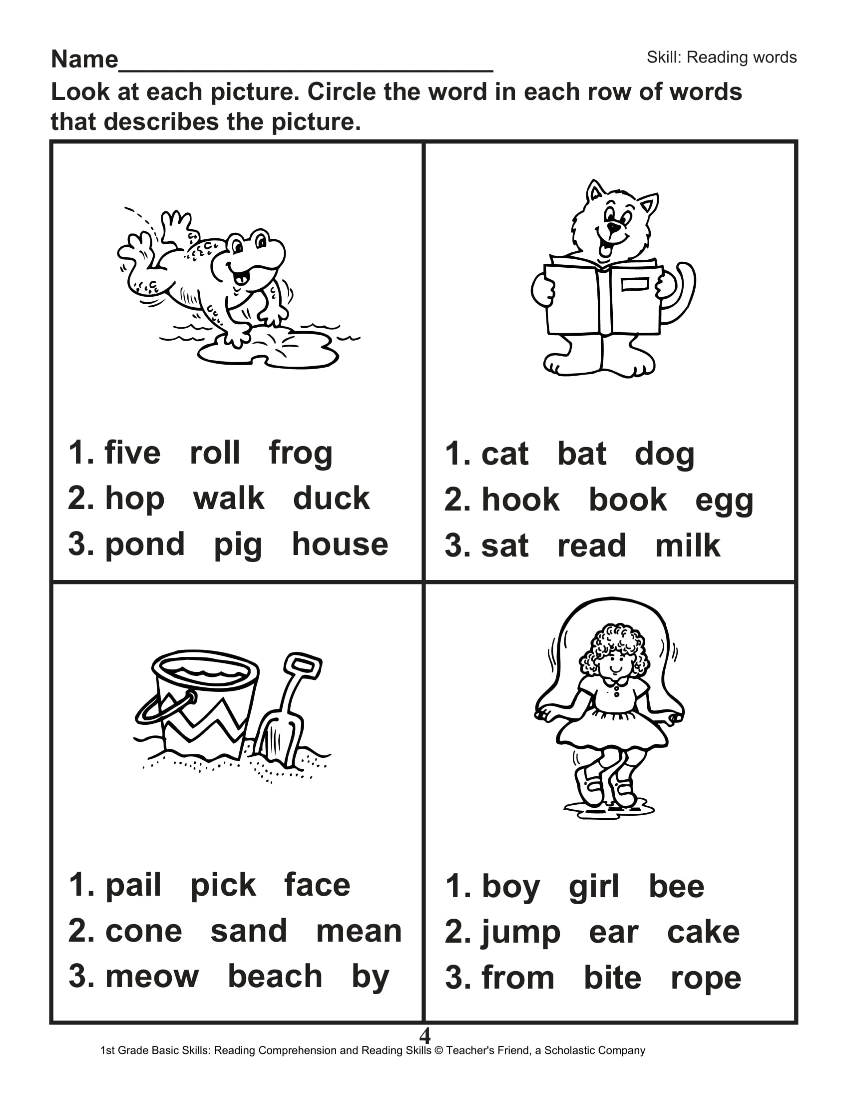 Printable Reading Worksheets For 1St Grade