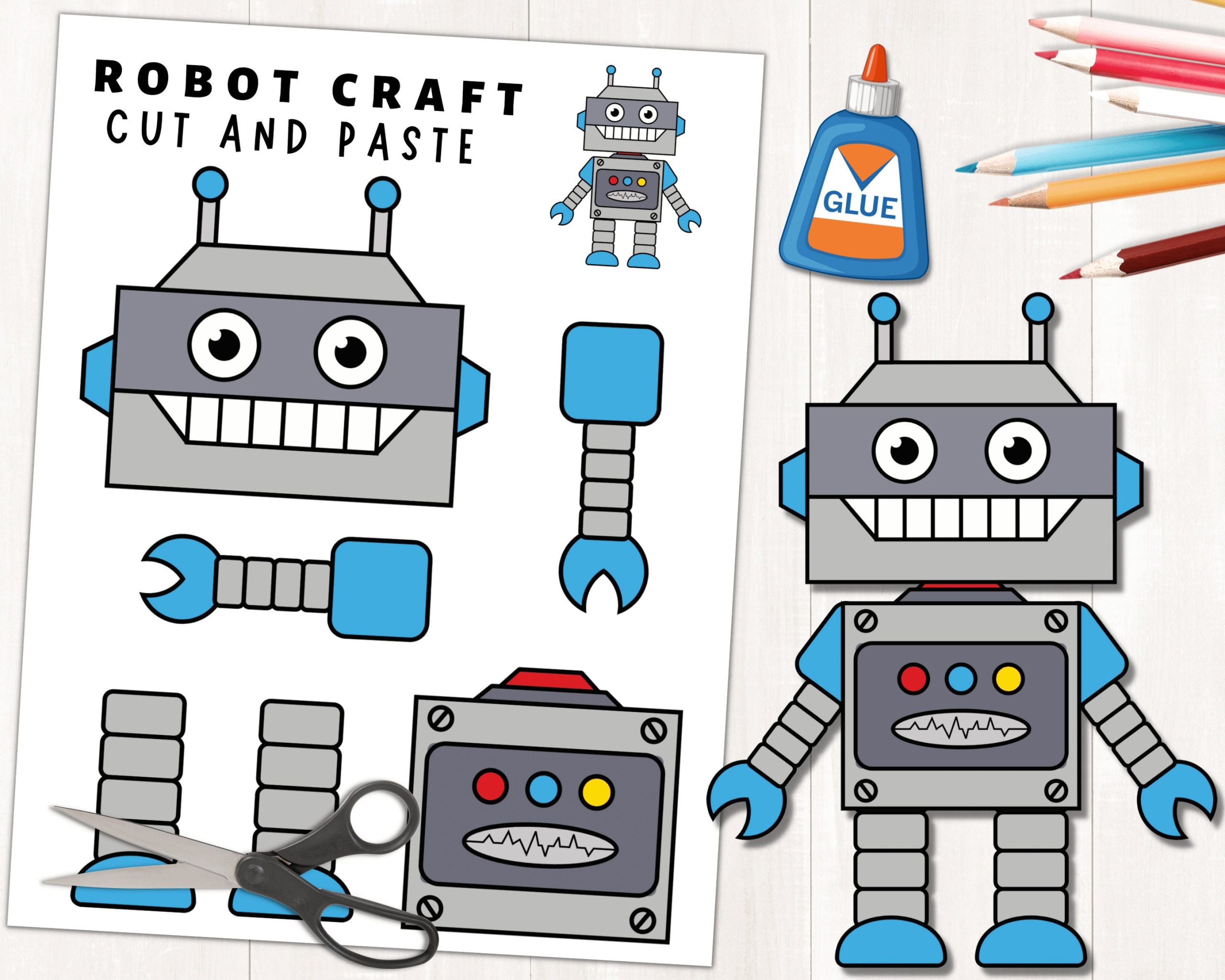 Printable Robot Craft Template For Kids Build A Robot Color Cut And 