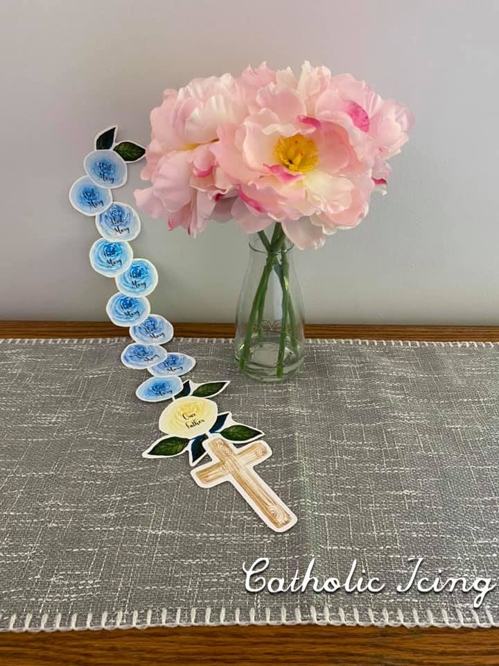 Printable Rosary Craft With Interactive Roses Rose Crafts Crafts 