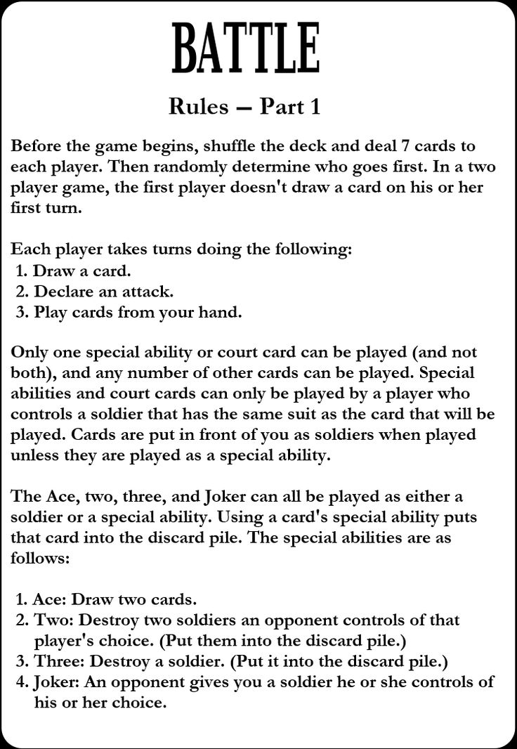 Printable Rules For Card Game 31