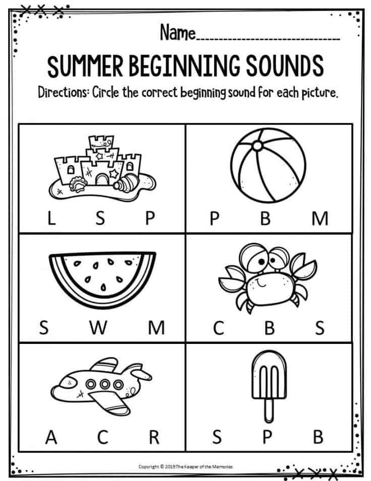 Printable Summer Activities Preschool