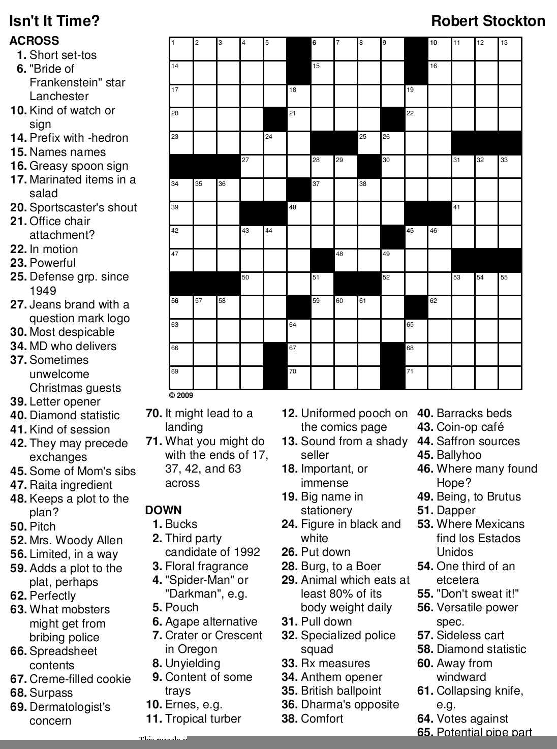 Printable Thomas Joseph Crossword Puzzle For Today Answers Printable 