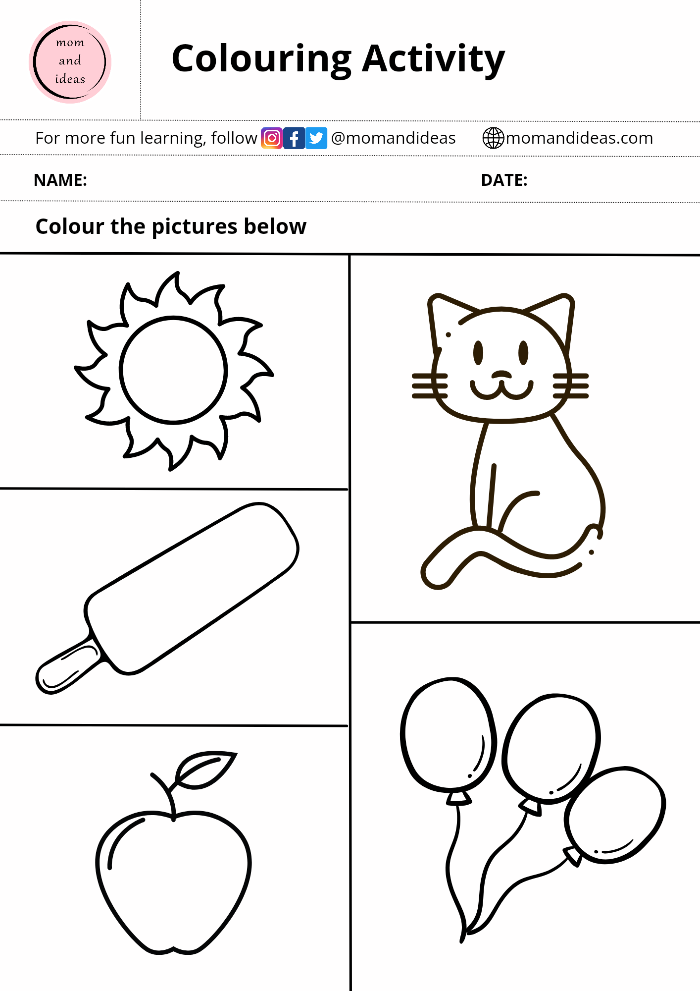 Printable Toddler Activity Sheets