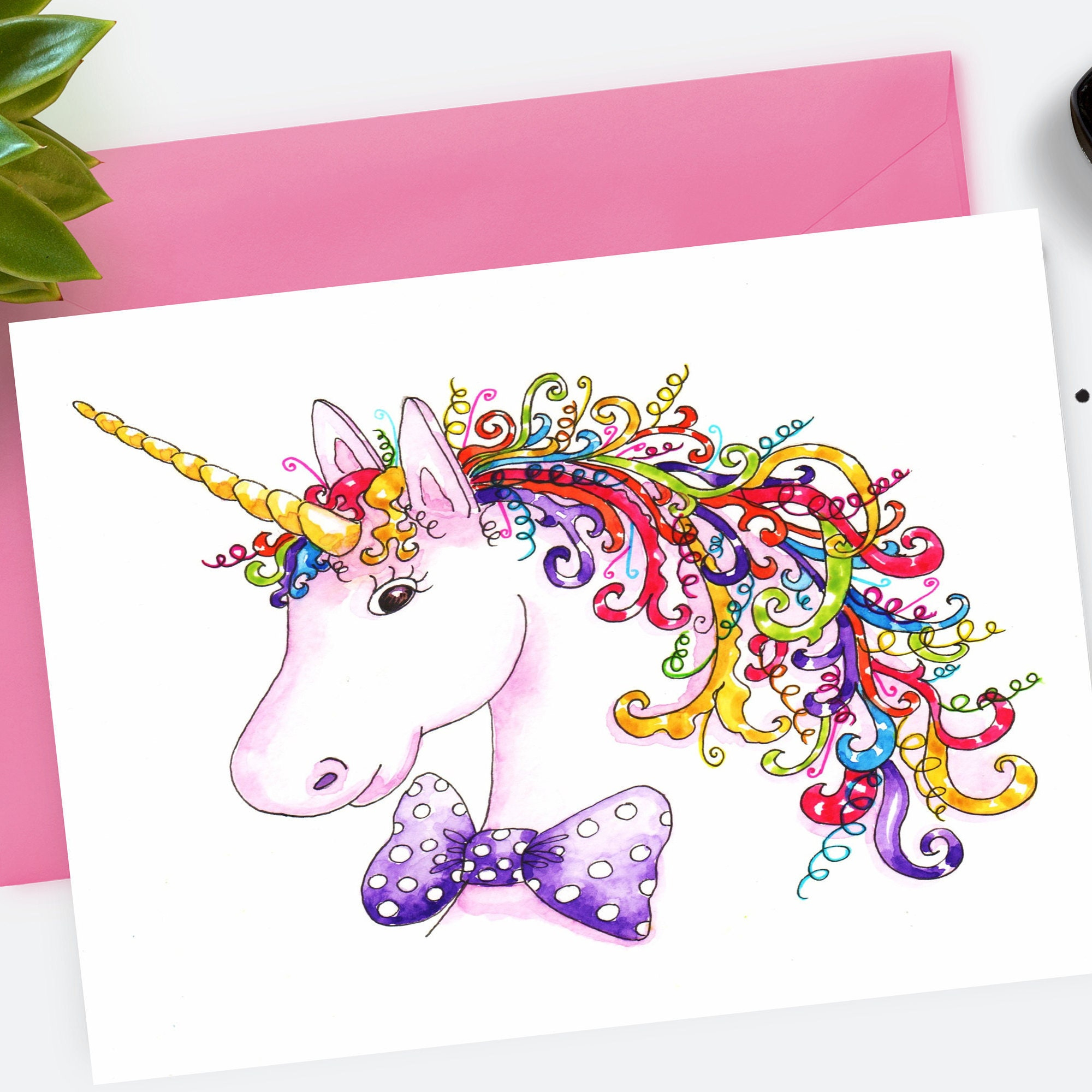 Printable Unicorn Card Download PDF Etsy