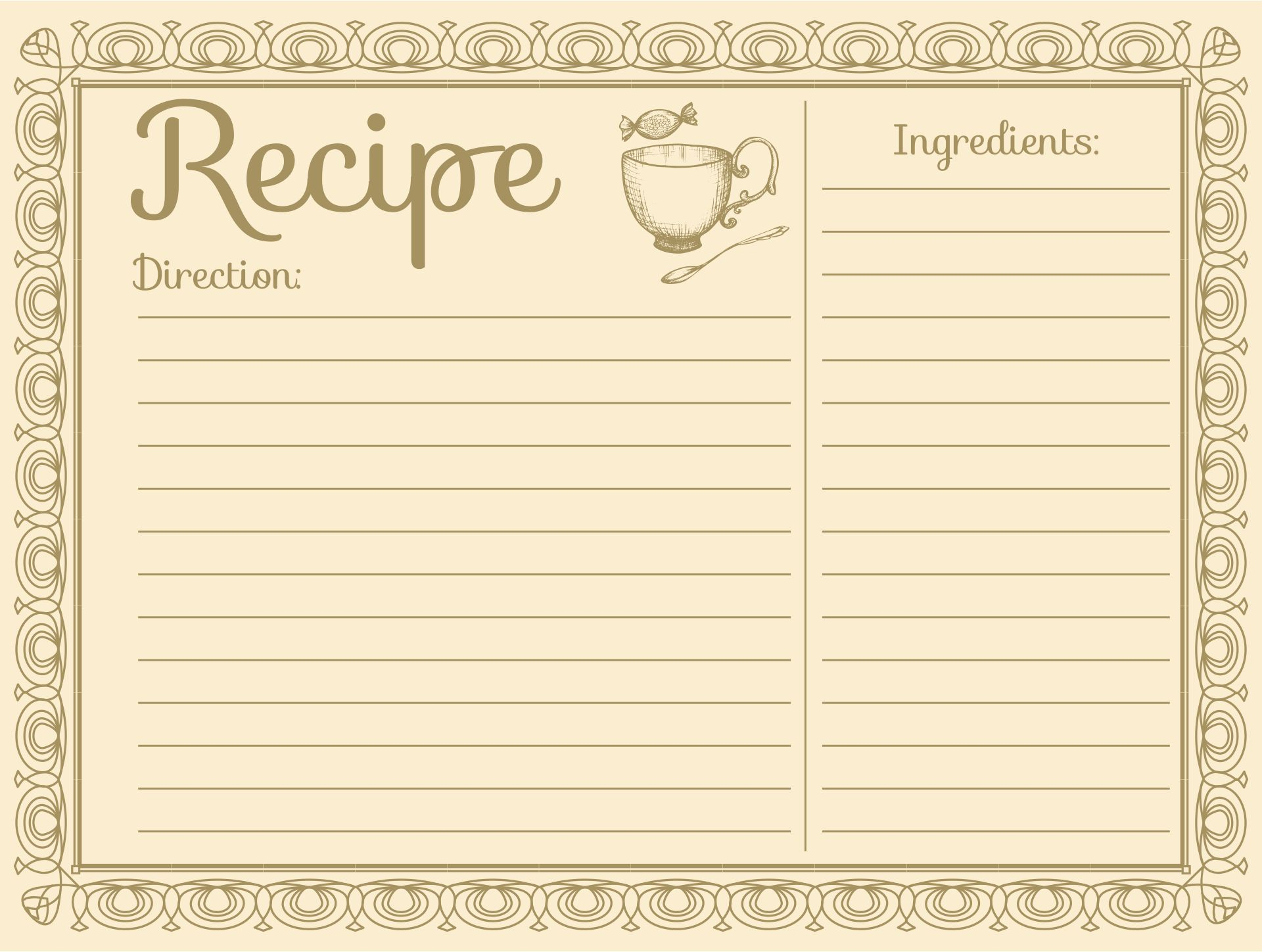 Printable Vintage Recipe Cards 4X6 Printablee