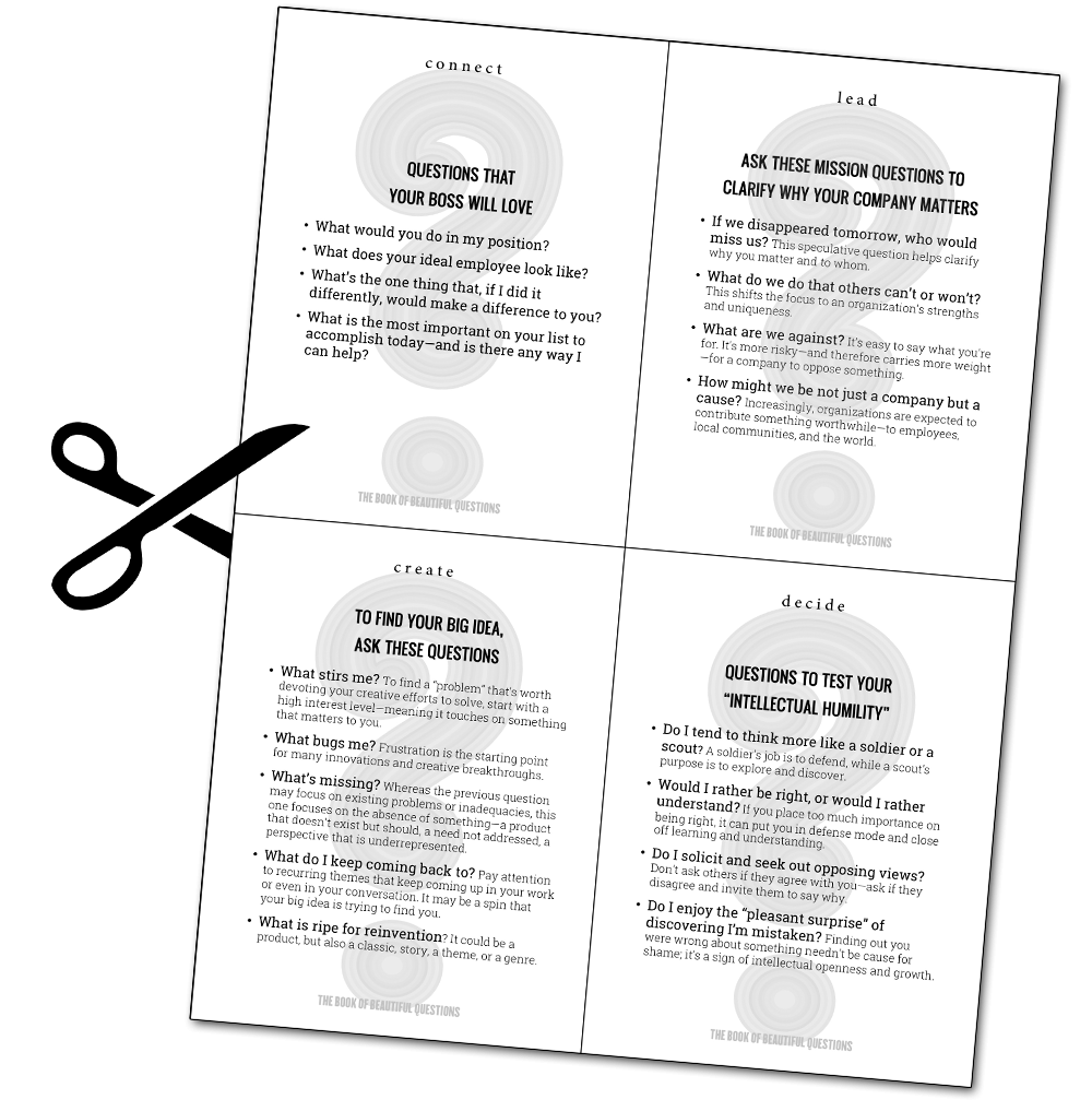 Q Cards Sample A More Beautiful Question By Warren Berger