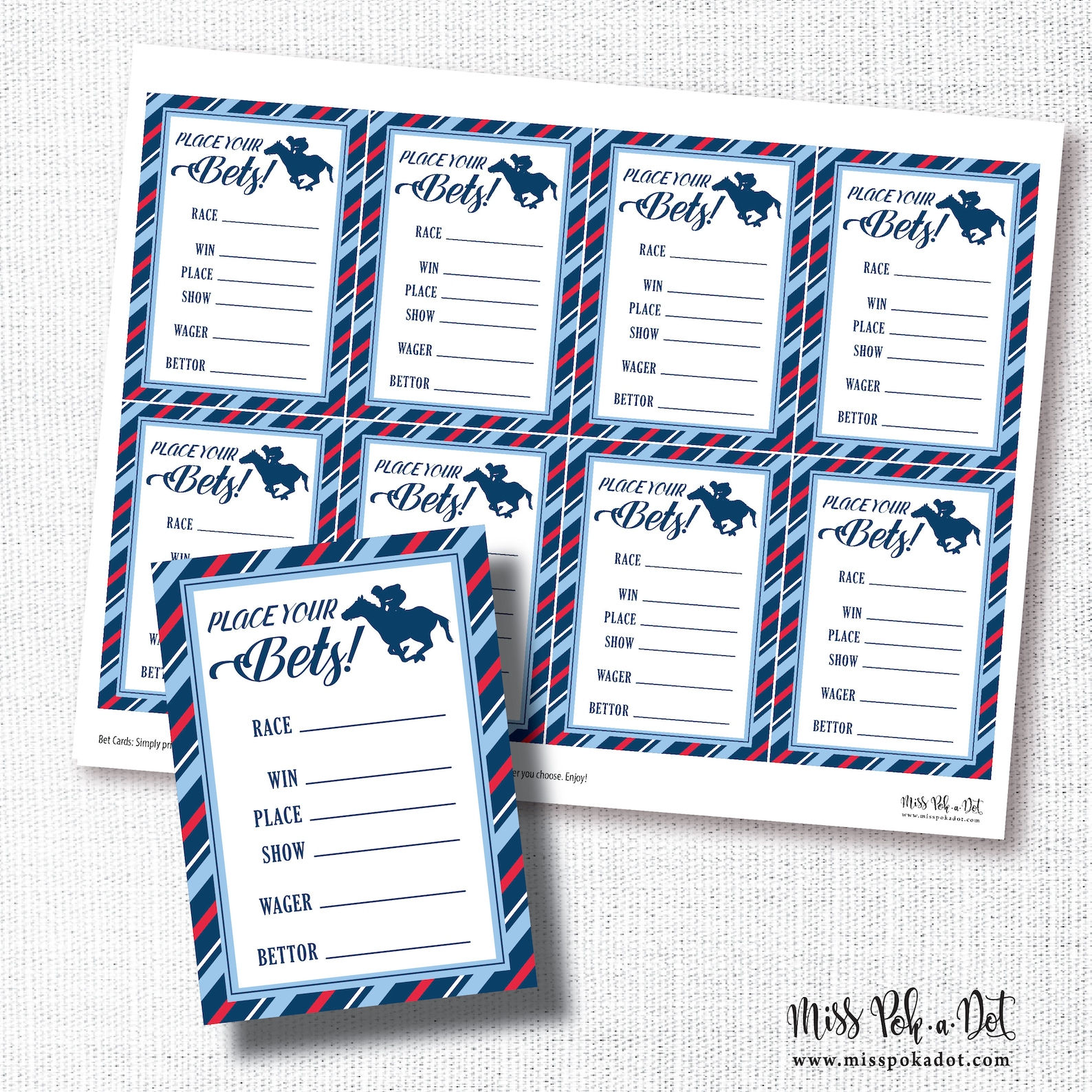 Race Bet Card Printable Horse Betting Place Your Bets Etsy
