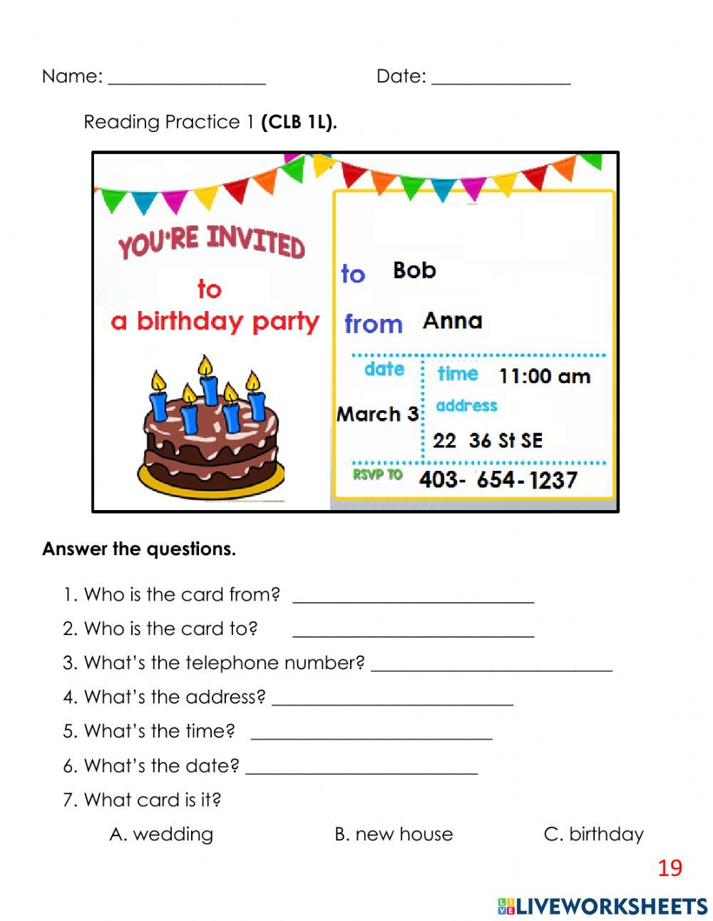 invitation worksheet pdf