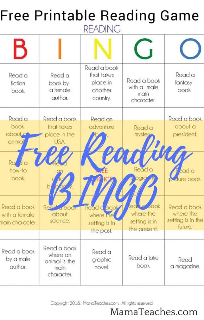 Reading Book BINGO Printable Reading Game Mama Teaches