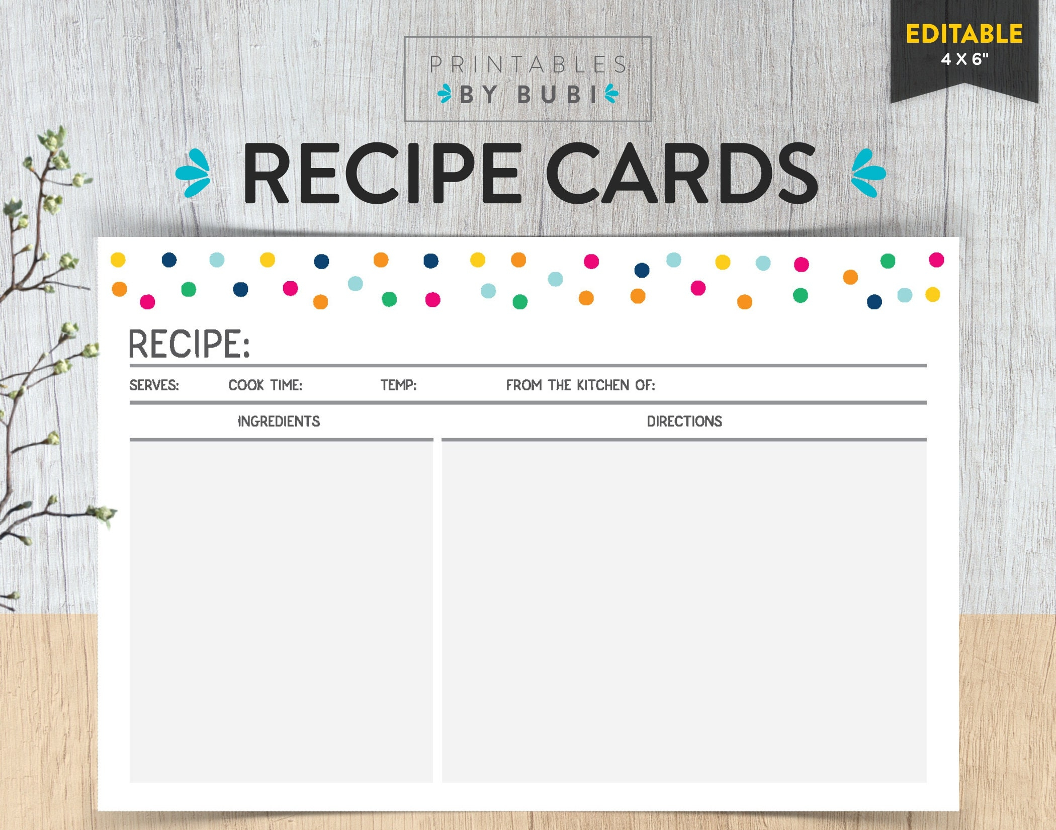 printable recipe cards 4x6