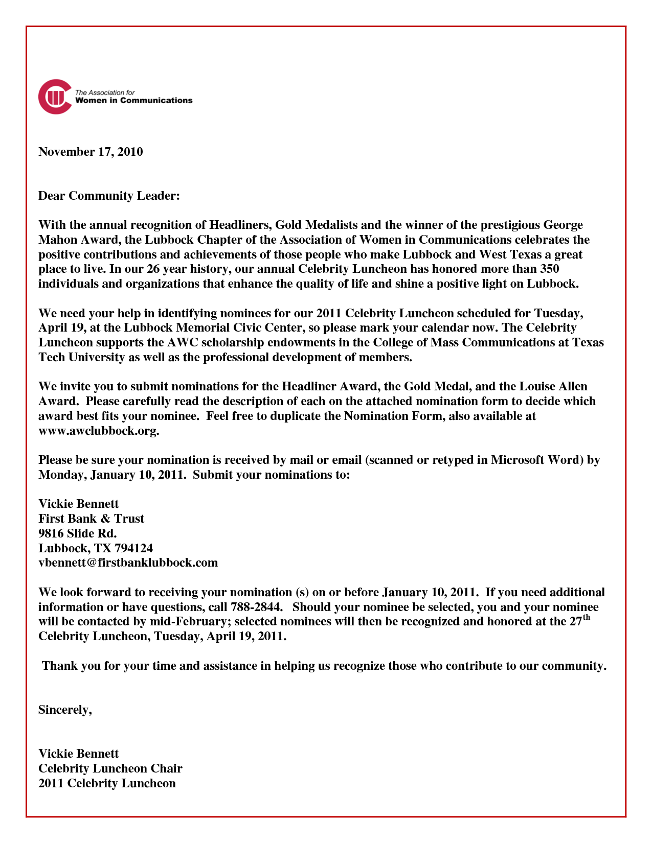 Recognition Invitation Wording