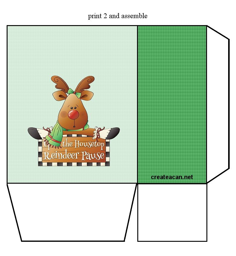 Reindeer Open Gift Bag Print On Cardstock Print 2 Createacan 
