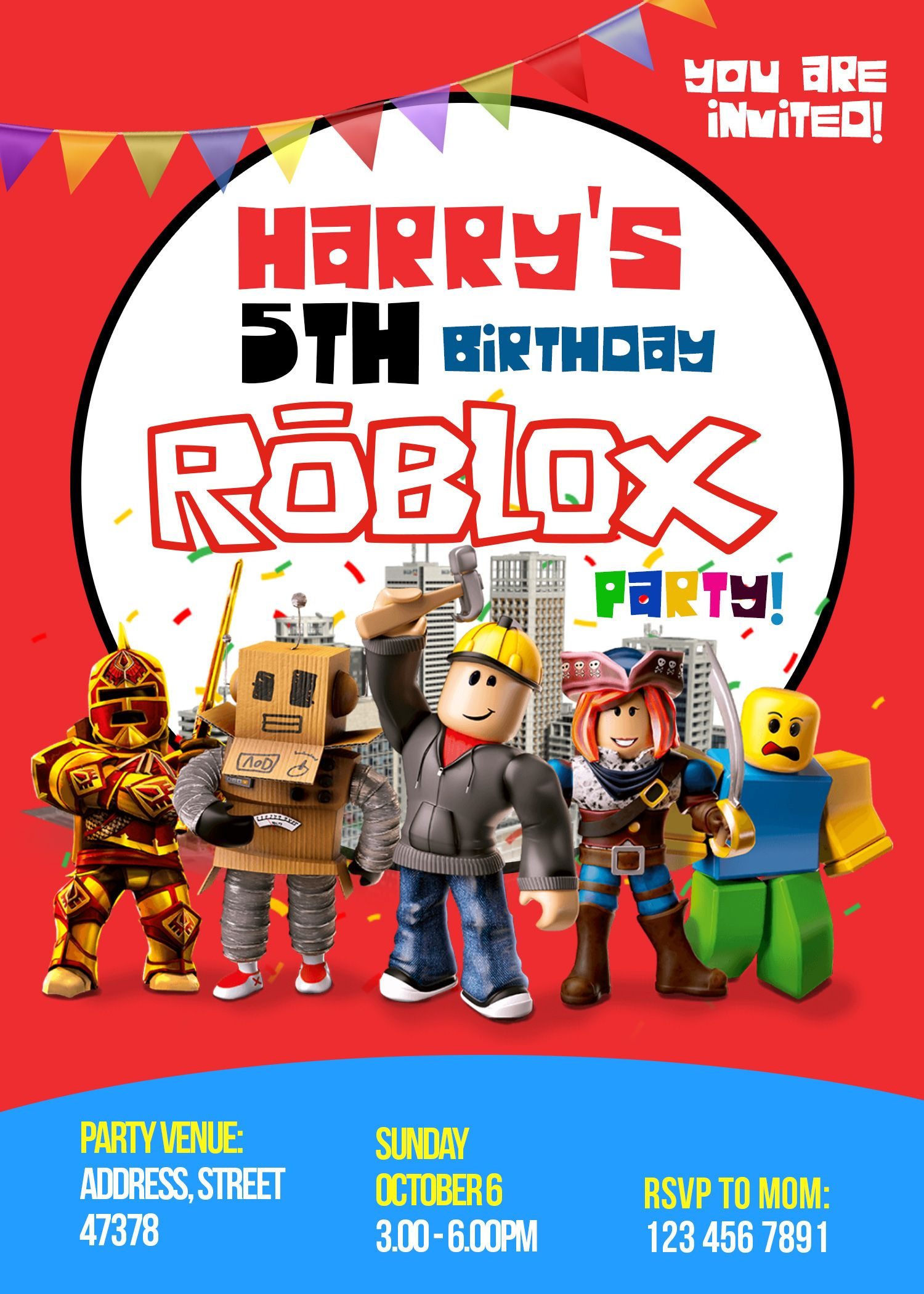 Roblox Birthday Invitation