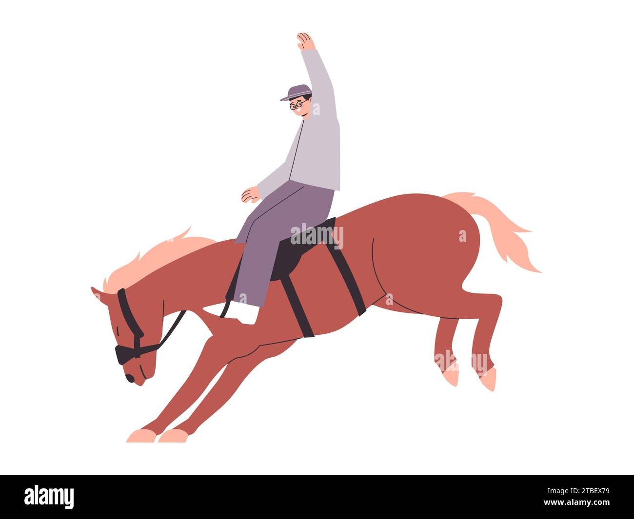 Rodeo Sport Equestrian Man Ride Brown Color Wild Horse Animal Danger 