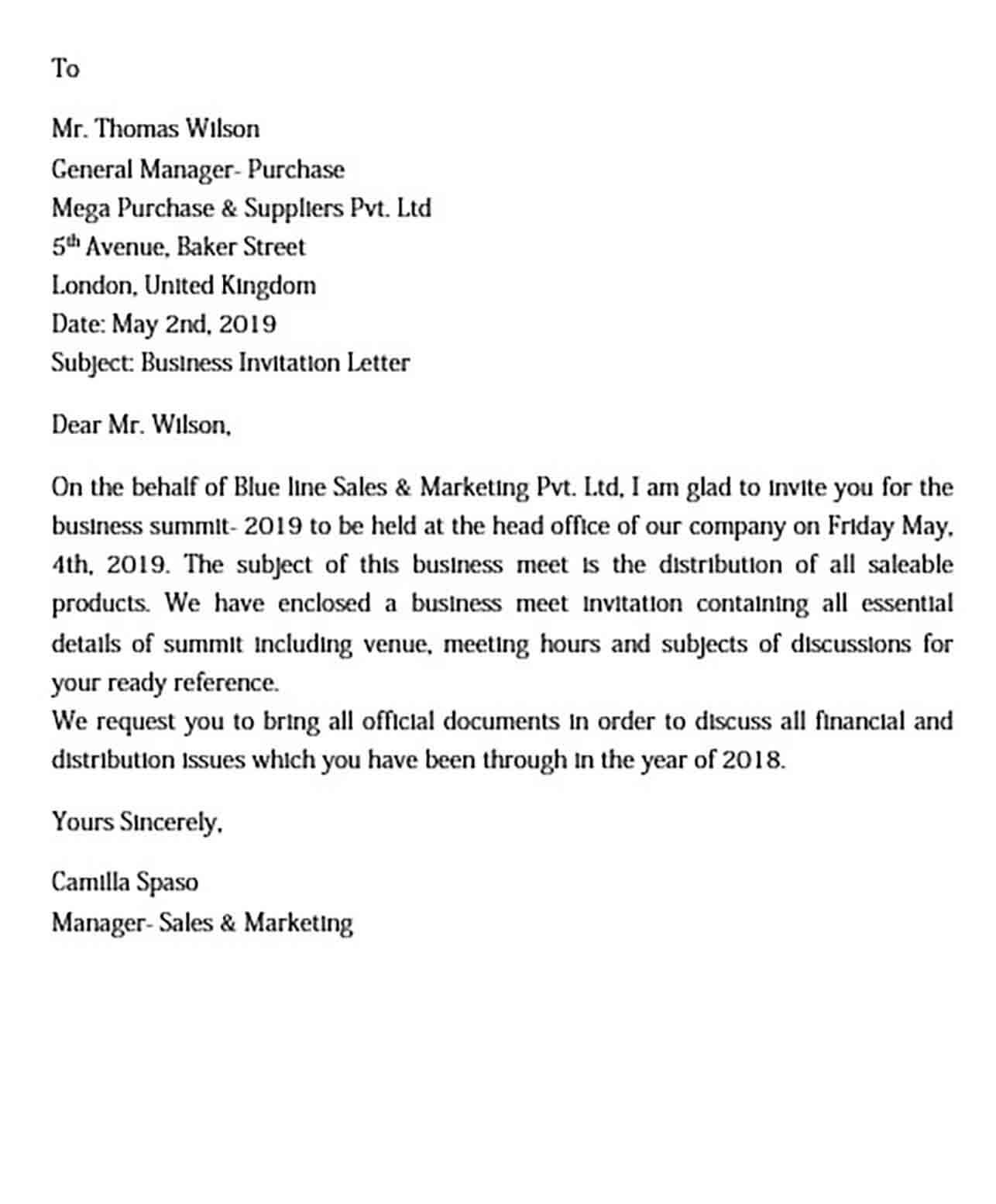Sample Business Invitation Letter Mous Syusa