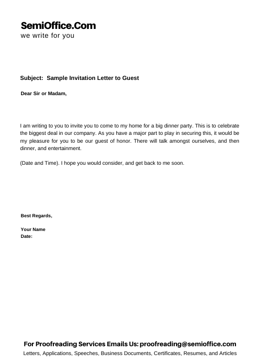 Sample Invitation Letter To Chief Guest SemiOffice Com