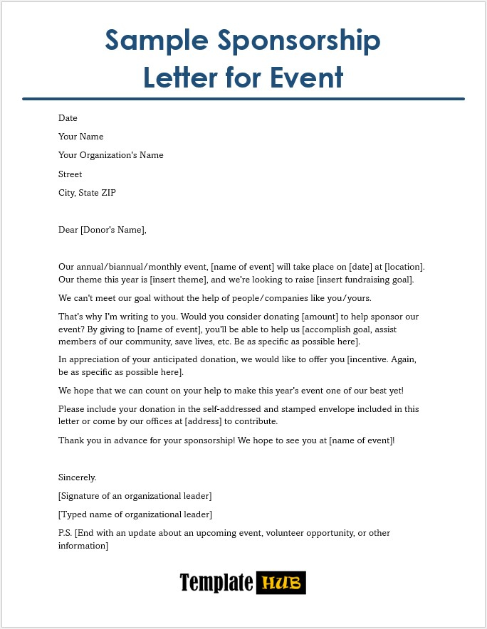 Sample Sponsorship Letter For Event Templates Hub