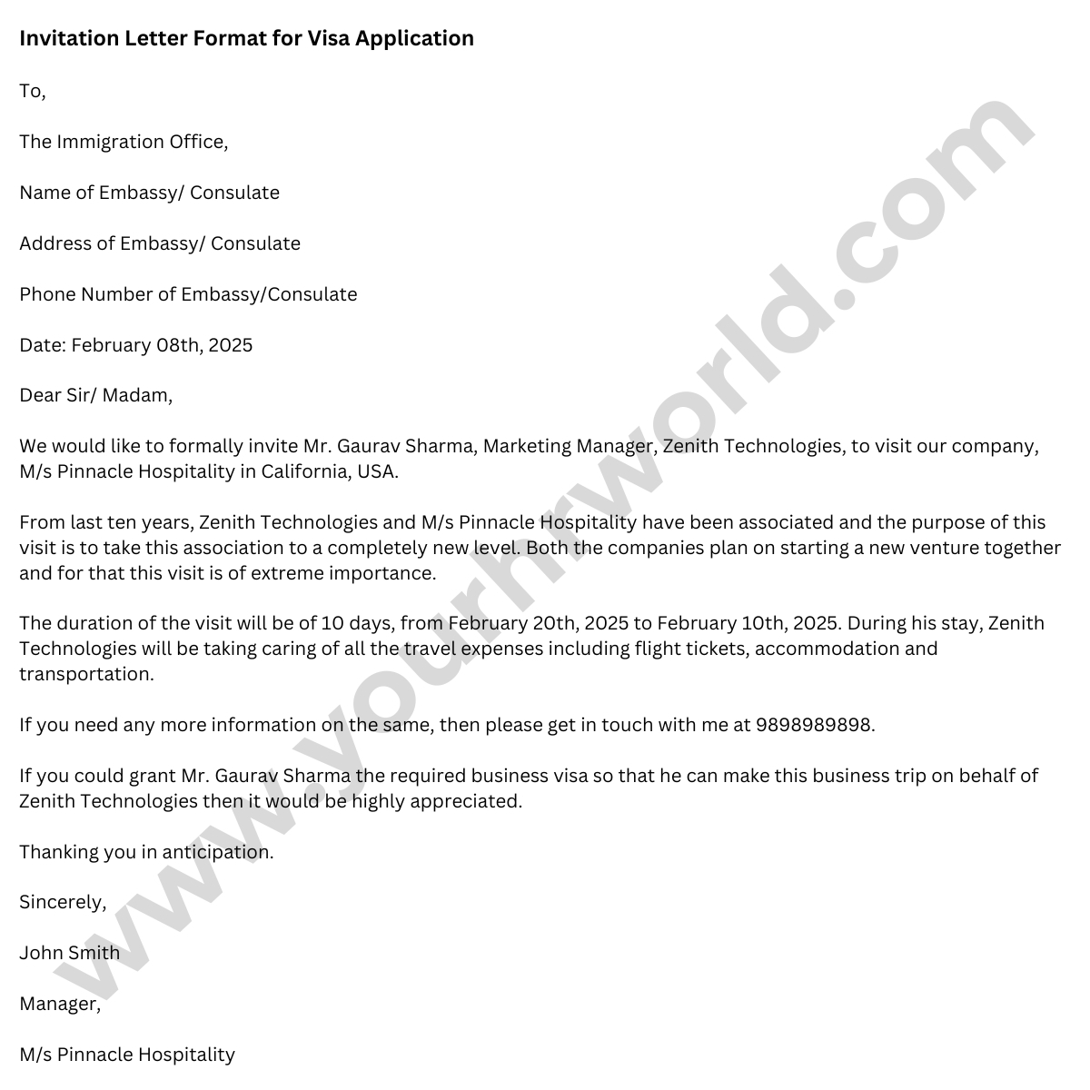 Schengen Visa Invitation Letter Template Word Infoupdate