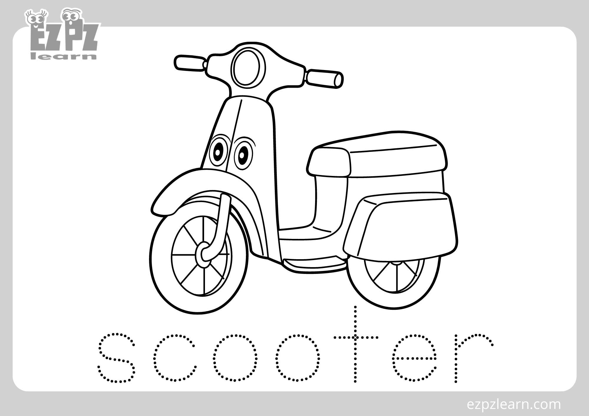 Scooter Coloring Page For Kids Free PDF Download Ezpzlearn