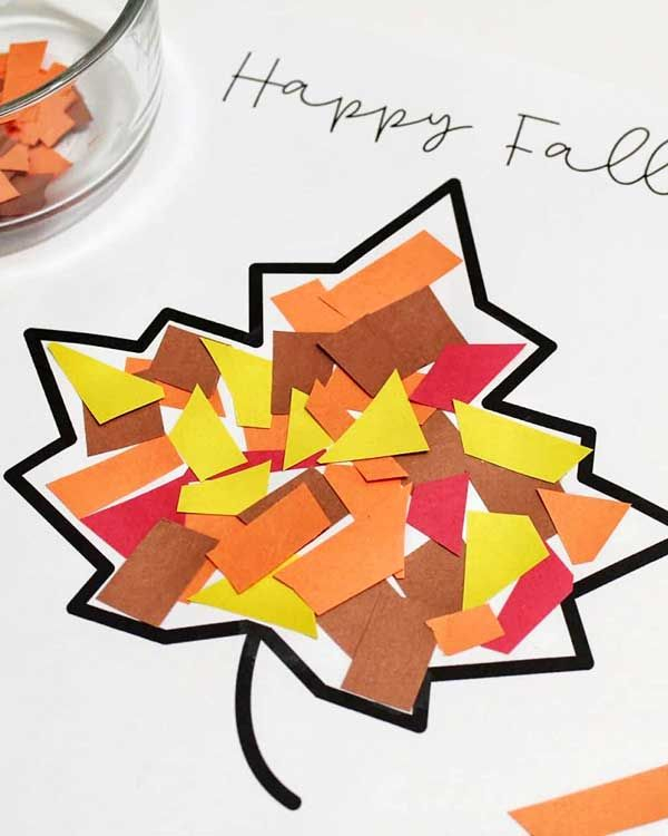Scrap Paper Fall Leaf Free Printable Preschool Crafts Fall Fall