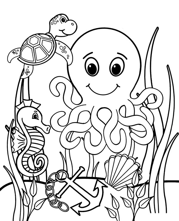 Sea Animals Coloring Sheet To Print