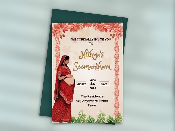 Seemantham Digital Invite Sreemantham Invitation Template Valaikappu