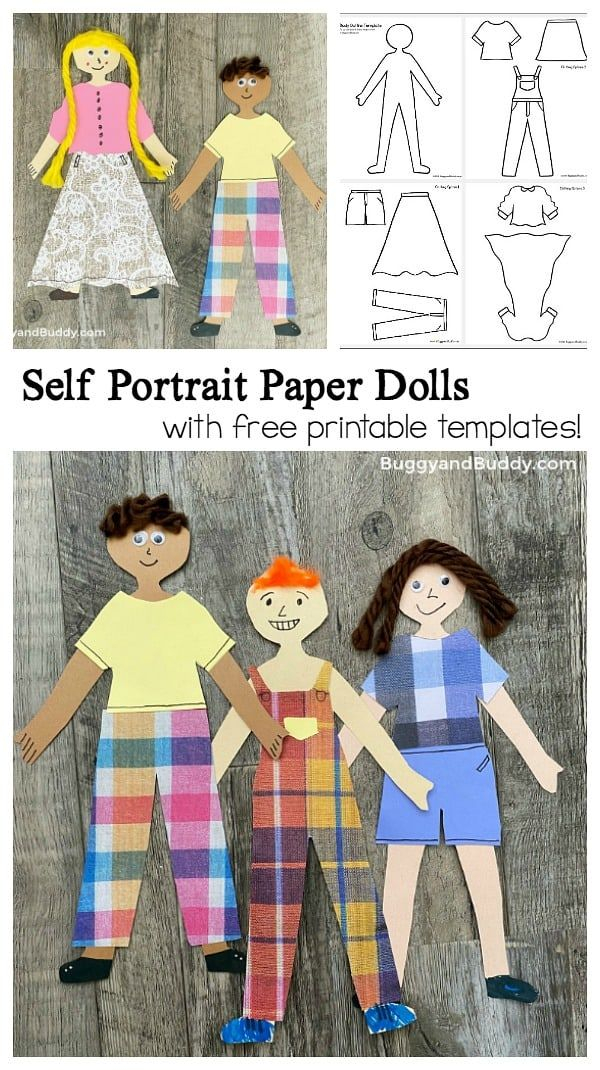 Self Portrait Paper Doll Craft With Printable Templates Buggy And 