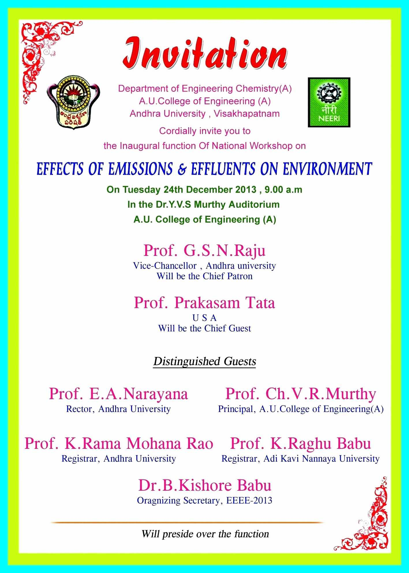Seminar Invitation Card Template Sample gelorailmu