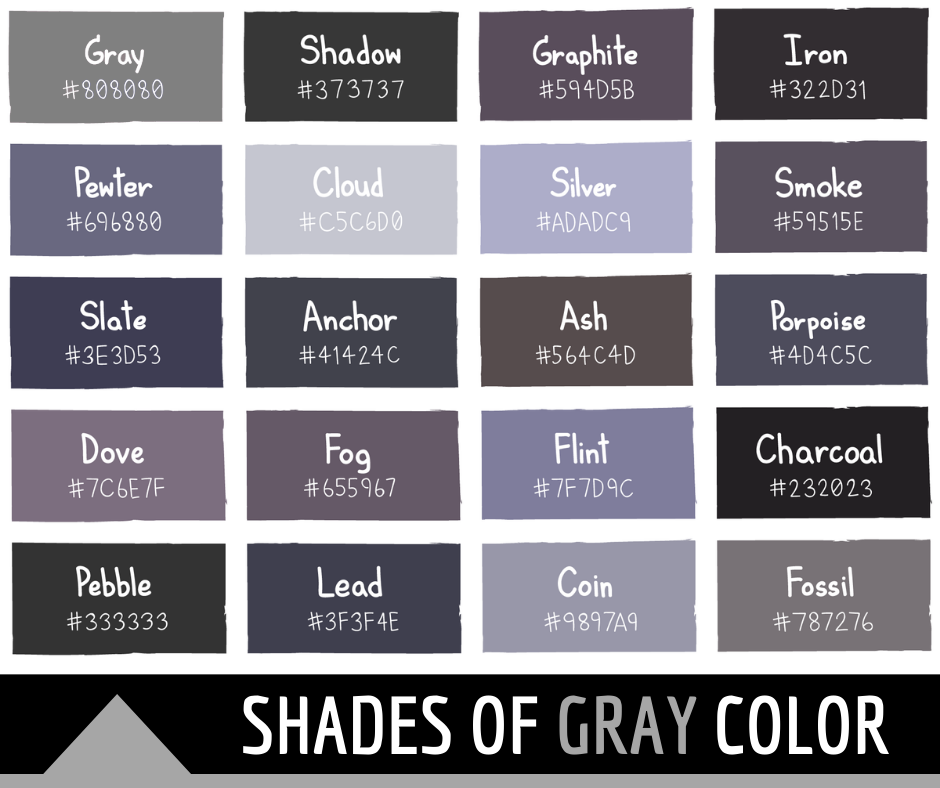 Shades Of Grey Color Chart With Names Euaquielela
