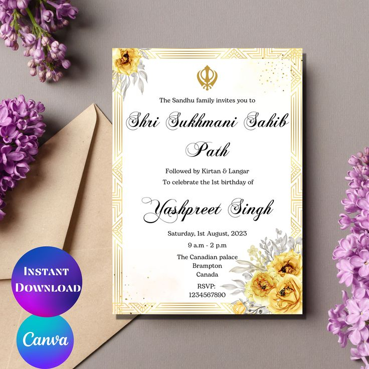 Shri Sukhmani Sahib Path Digital Invitation Card Path Sign Path 